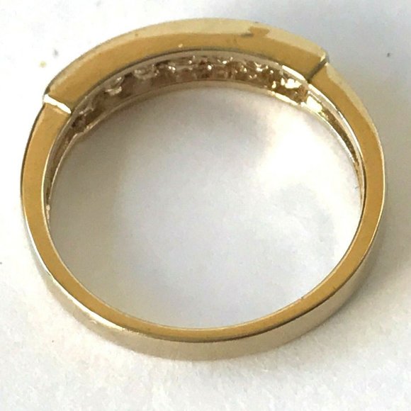 Gold Cubic Zirconia Eternity Anniversary Ring Size 12 VintageStyle Plated Unisex - Picture 5 of 9